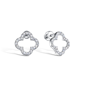 Серебряные серьги-пусеты с фианитами и фианитами