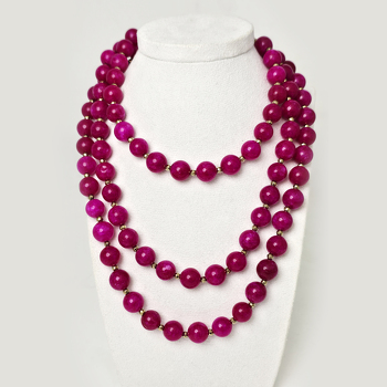 Агат 686 бусы фуксия шар10мм тон. Бразилия, пирит