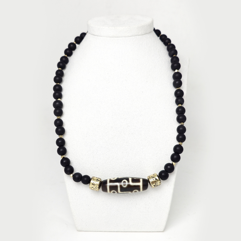 Агат 688 бусы ДЗИ 9 глаз 35х12мм Бразилия, лава Ин