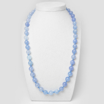 Аквамарин 109 бусы шар 8мм Пакистан на шёлке через