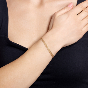 Золотой браслет «Бисмарк двойной» с алмазной огранкой