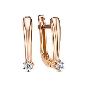 Золотые серьги с бриллиантом