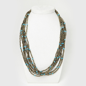 Бирюза 278 бусы 9 рядов природная шар 3мм Тибет, п