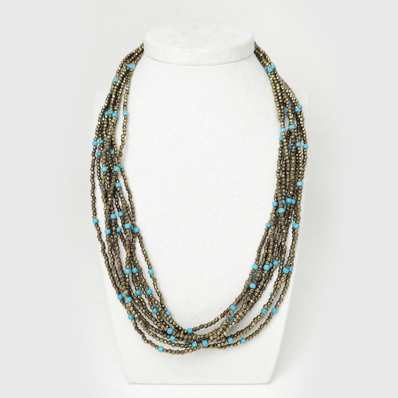 Бирюза 278 бусы 9 рядов природная шар 3мм Тибет, п