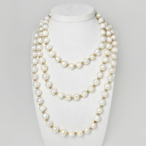 Жемчуг 596 бусы жемчуг белый 9-10мм Индонезия куль