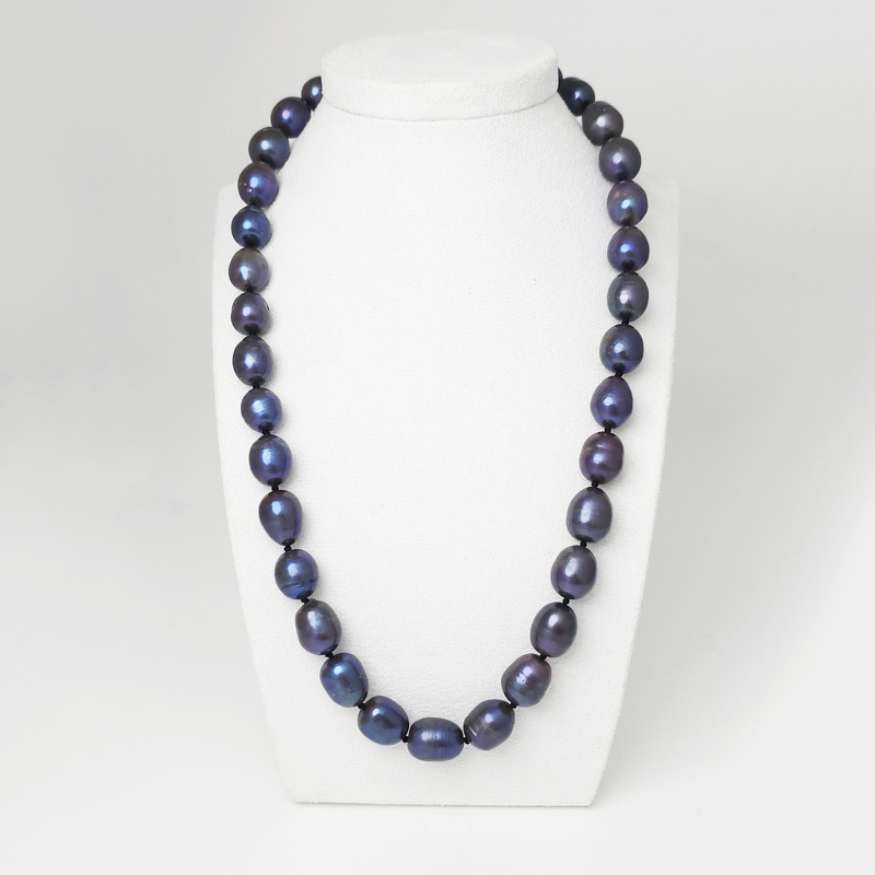 Жемчуг 598 бусы Акойя серо-черно-розовый рис 10-12