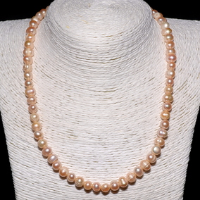 Жемчуг 599 бусы персиковый шар 7-7,5мм Гонконг кул