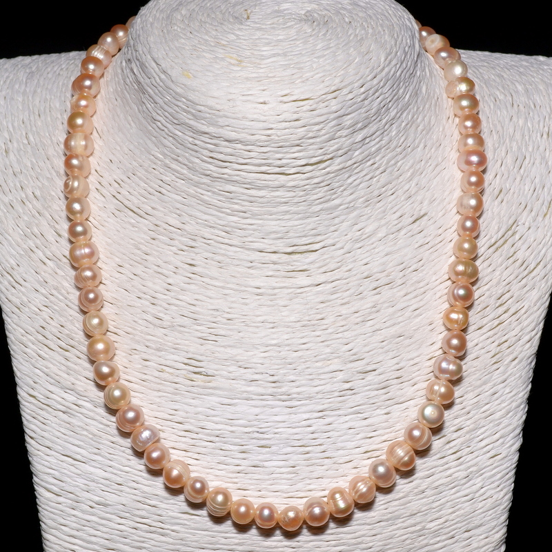 Жемчуг 599 бусы персиковый шар 7-7,5мм Гонконг кул