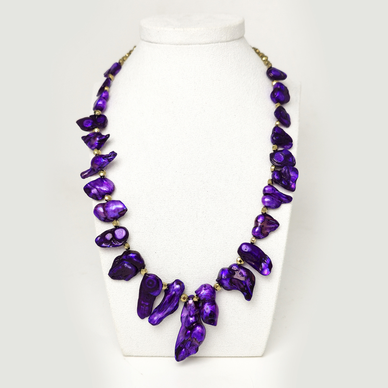 Жемчуг 603 бусы фиолетовый кеши 10-20х3мм Идонезия