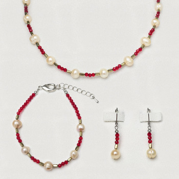 Жемчуг 610 комплект бусы+брасл+серьги жемчуг шар 7