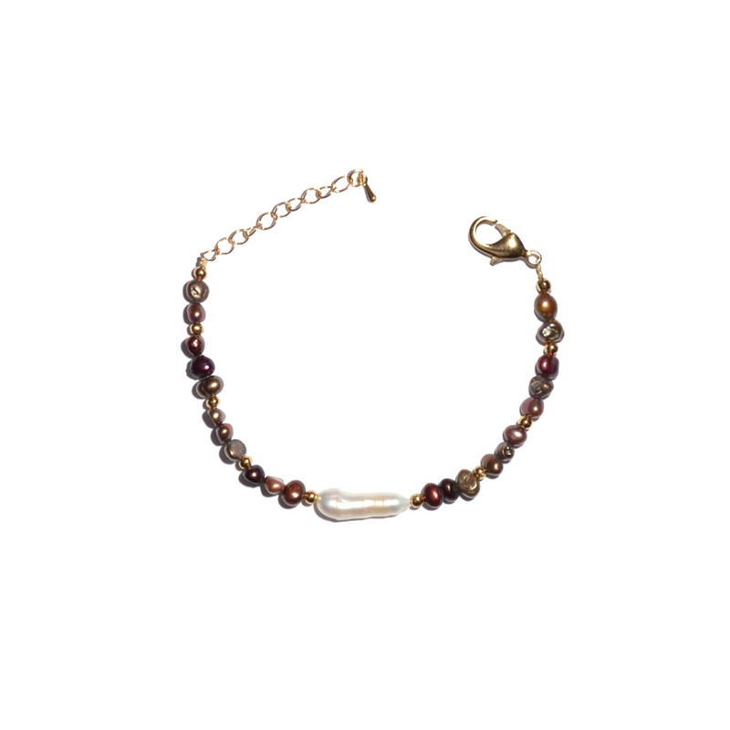 Жемчуг 614 браслет жемчуг бамбук роз.20-27-7мм, Аб