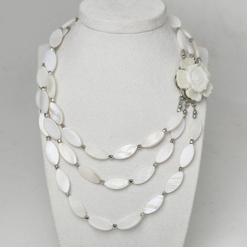 Перламутр 726 бусы перламутр 3 ряда бело-сливочный