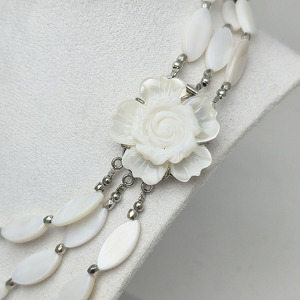 Перламутр 726 бусы перламутр 3 ряда бело-сливочный