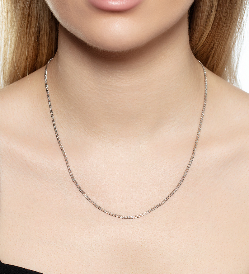 Серебряная цепь «Ромб двойной» с алмазной огранкой