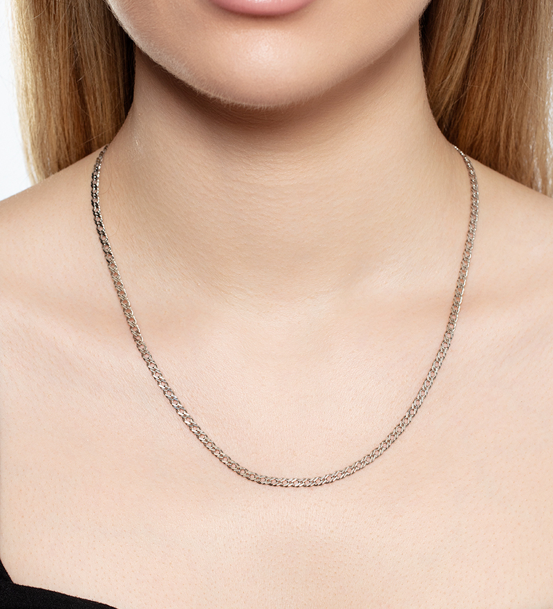 Серебряная цепь «Ромб двойной» с алмазной огранкой