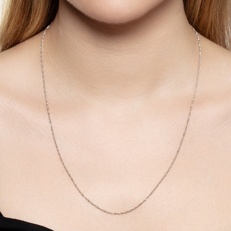 Серебряная цепь «Сингапур» с алмазной огранкой