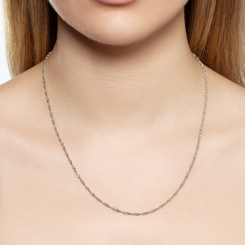 Серебряная цепь «Сингапур» с алмазной огранкой