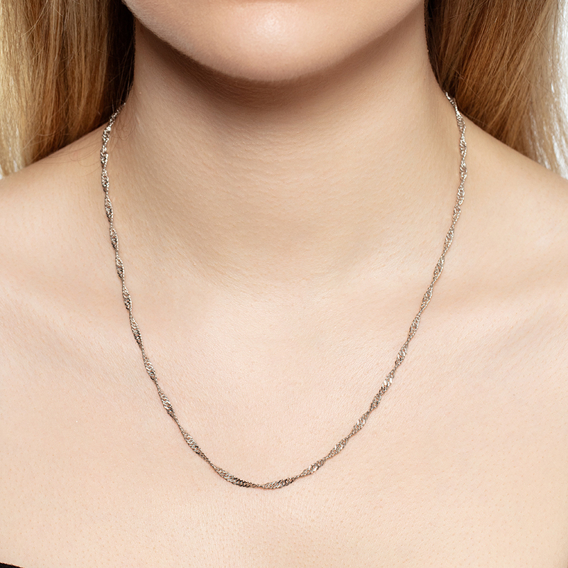 Серебряная цепь «Сингапур» с алмазной огранкой