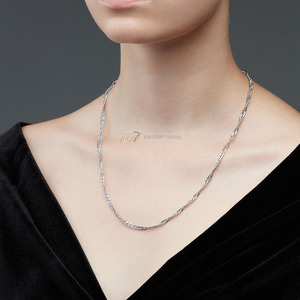 Серебряная цепь «Сингапур» с алмазной огранкой