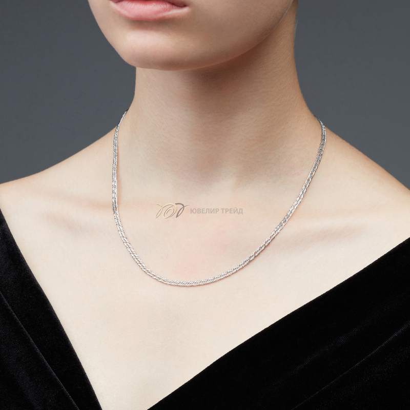 Серебряная цепь «Ромб тройной» с алмазной огранкой