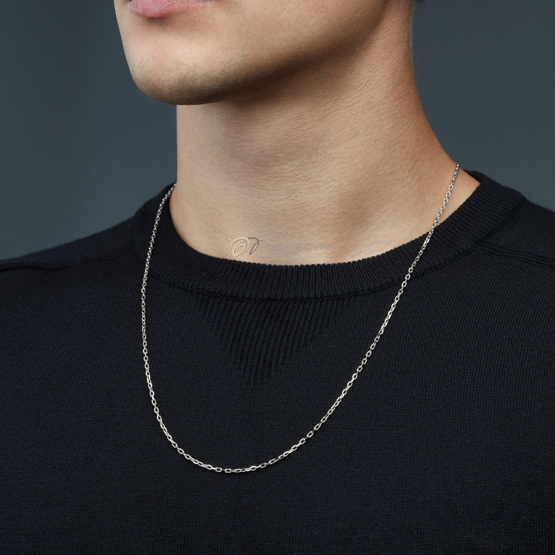 Серебряная цепь «Якорь» с алмазной огранкой