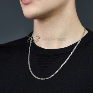 Серебряная цепь «Бисмарк» с алмазной огранкой