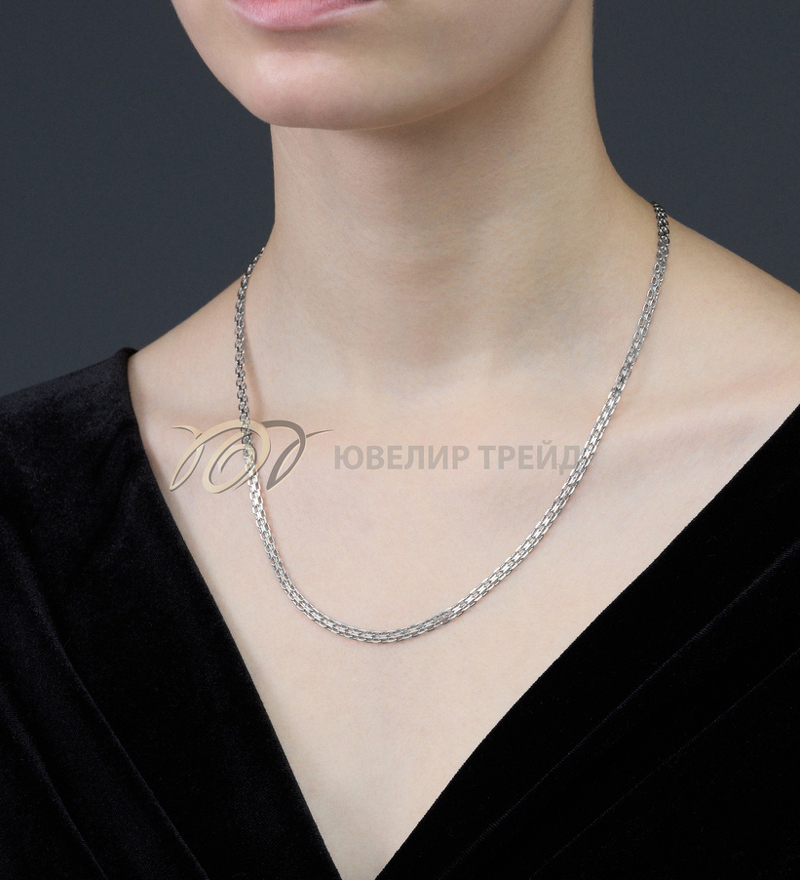 Серебряная цепь «Бисмарк» с алмазной огранкой