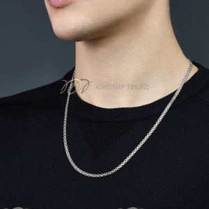 Серебряная цепь «Бисмарк» с алмазной огранкой