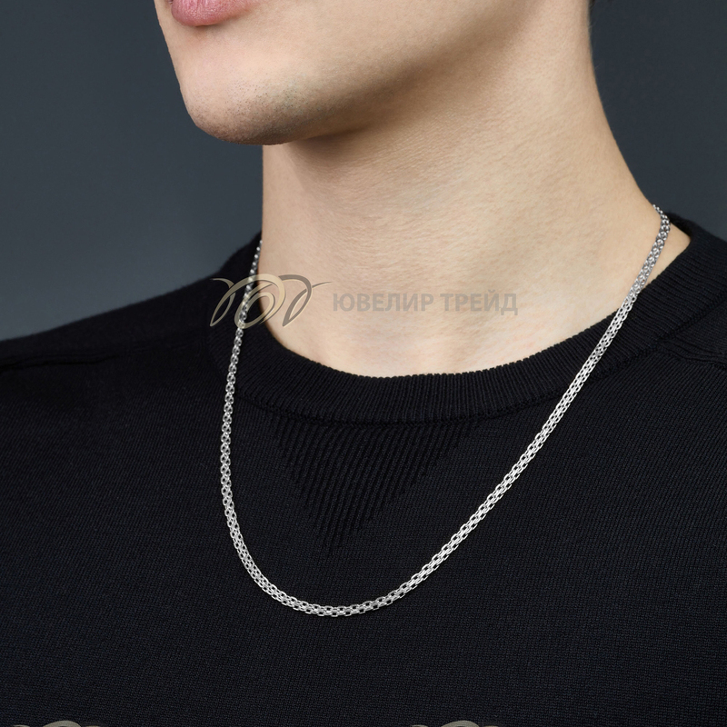 Серебряная цепь «Бисмарк» с алмазной огранкой