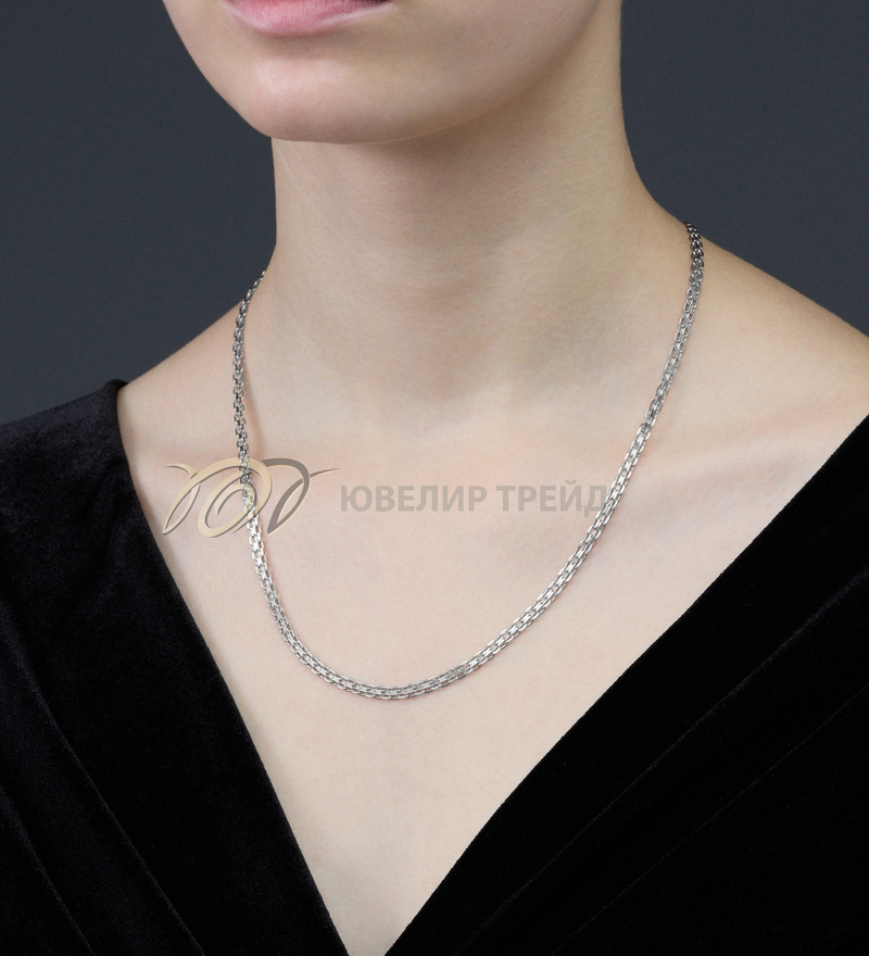 Серебряная цепь «Бисмарк» с алмазной огранкой