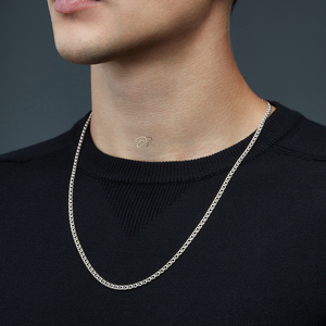 Серебряная цепь «Гарибальди» с алмазной огранкой