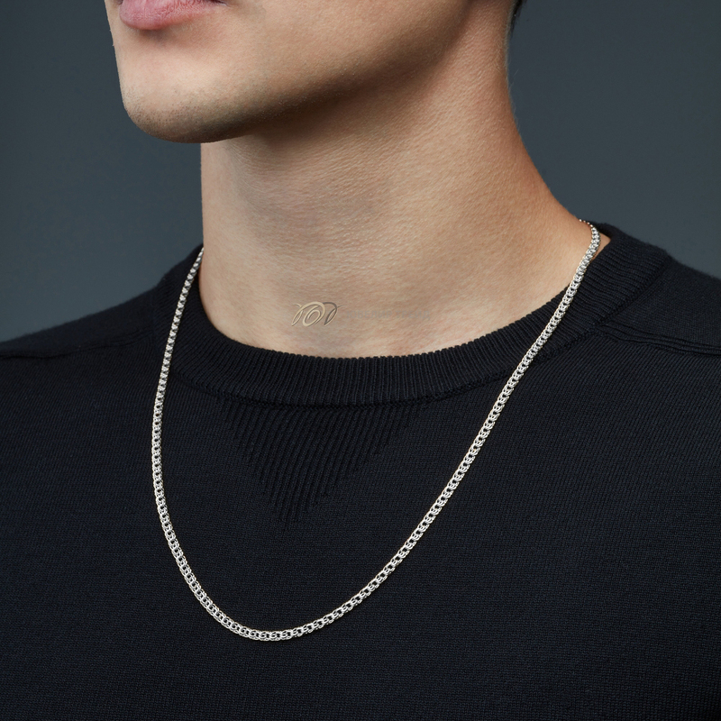 Серебряная цепь «Гарибальди» с алмазной огранкой