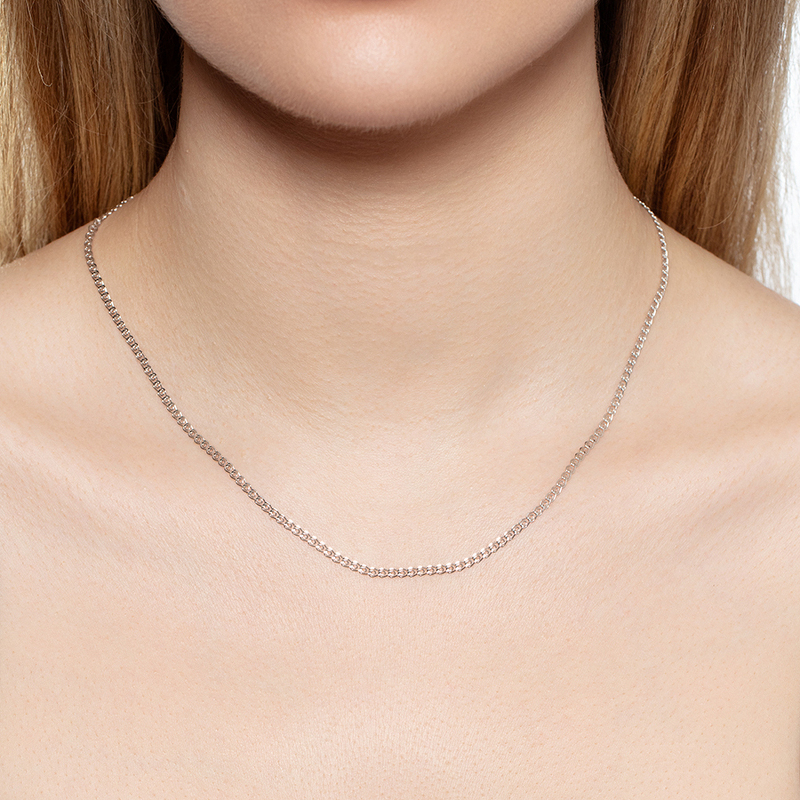 Серебряная цепь «Сердечко» с алмазной огранкой