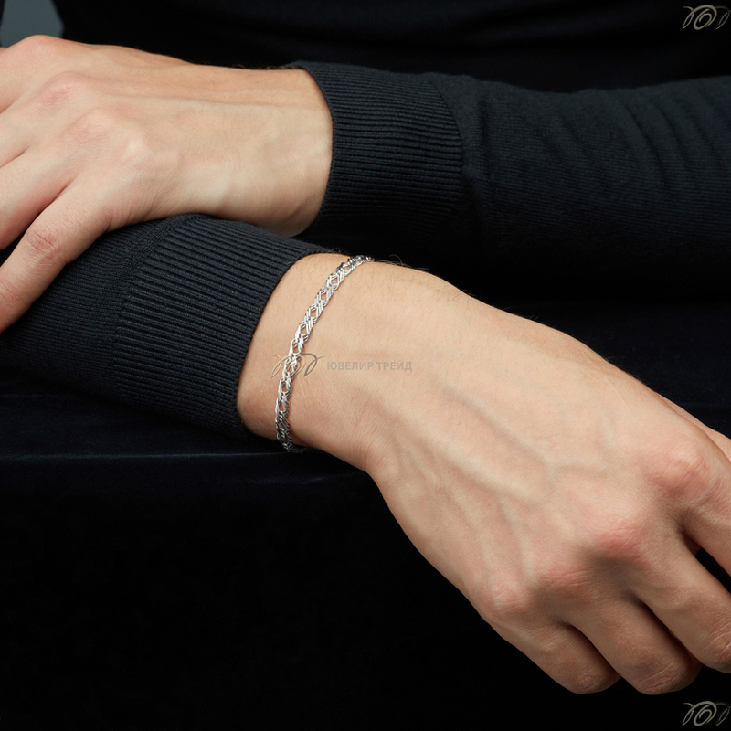 Серебряный браслет «Ромб тройной» с алмазной огранкой