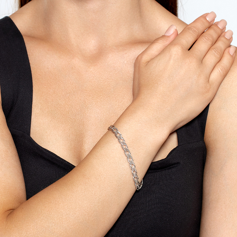 Серебряный браслет «Ромб тройной» с алмазной огранкой