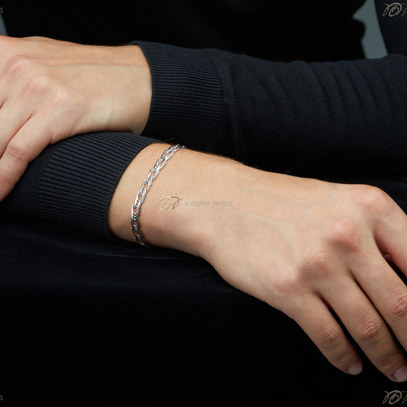 Серебряный браслет «Ромб тройной» с алмазной огранкой