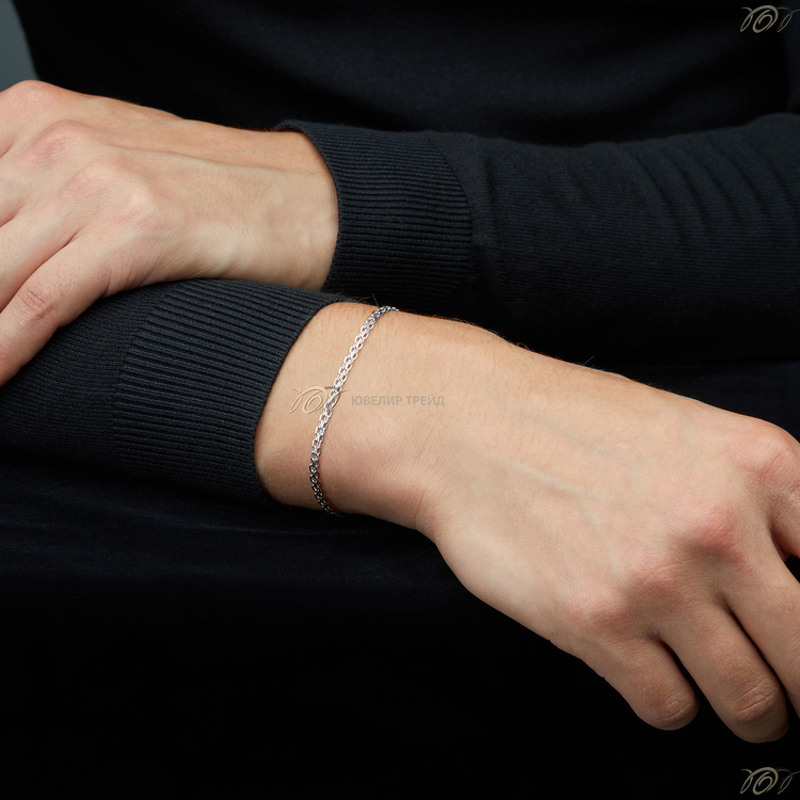 Серебряный браслет «Бисмарк» с алмазной огранкой