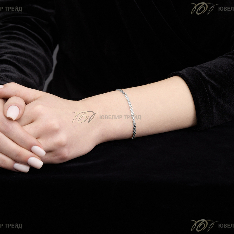 Серебряный браслет «Бисмарк» с алмазной огранкой