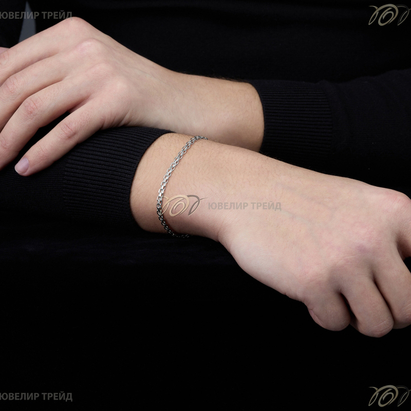 Серебряный браслет «Бисмарк» с алмазной огранкой