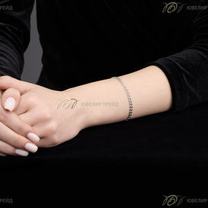 Серебряный браслет «Сердечко» с алмазной огранкой