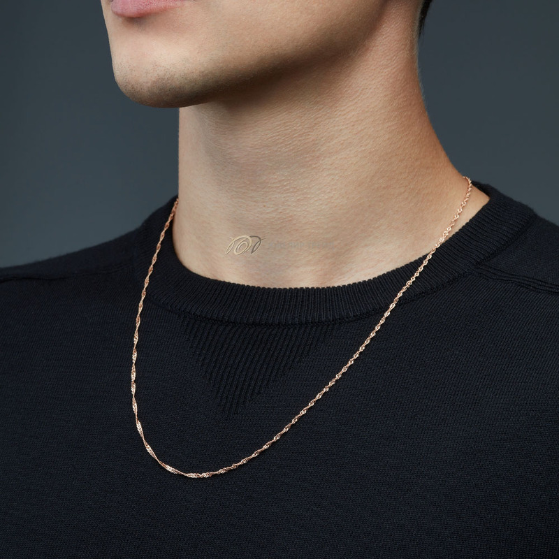 Серебряная цепь «Сингапур» с алмазной огранкой