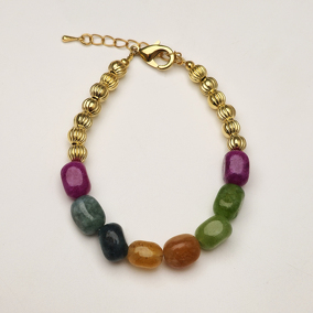 Турмалин 229 браслет микс цветов каре 10х8мм из пр