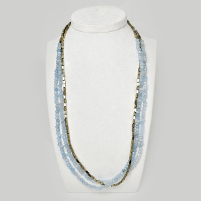 Халцедон 032 бусы голубой 3 ряда диск грань 4х3мм