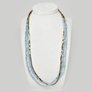 Халцедон 032 бусы голубой 3 ряда диск грань 4х3мм