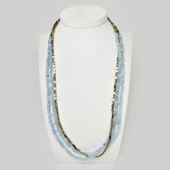 Халцедон 032 бусы голубой 3 ряда диск грань 4х3мм