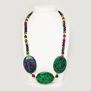 Цоизит 073 Бусы цоизит овал 30х40мм, шар 6мм из пр