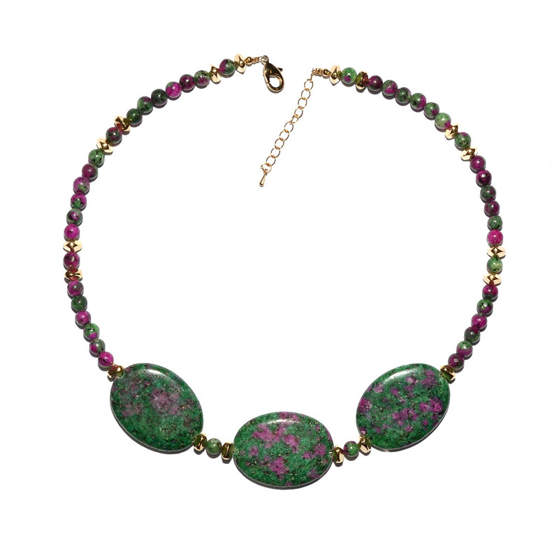 Цоизит 073 Бусы цоизит овал 30х40мм, шар 6мм из пр