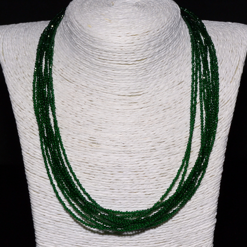 Шпинель 129 бусы изумрудная 9 рядов шар грань 2мм,