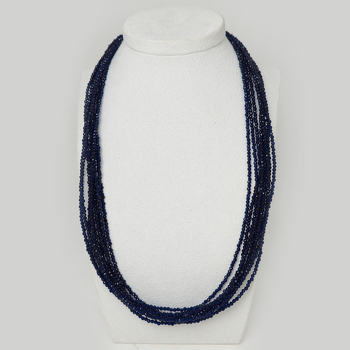 Шпинель 131 бусы сапфировая 9 рядов шар грань 2мм,