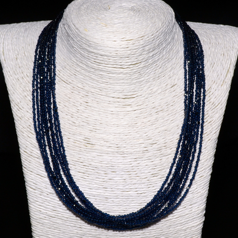 Шпинель 131 бусы сапфировая 9 рядов шар грань 2мм,